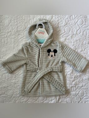 Disney Mickey Mouse Baby  Robe - Light Gray  0-12 Months